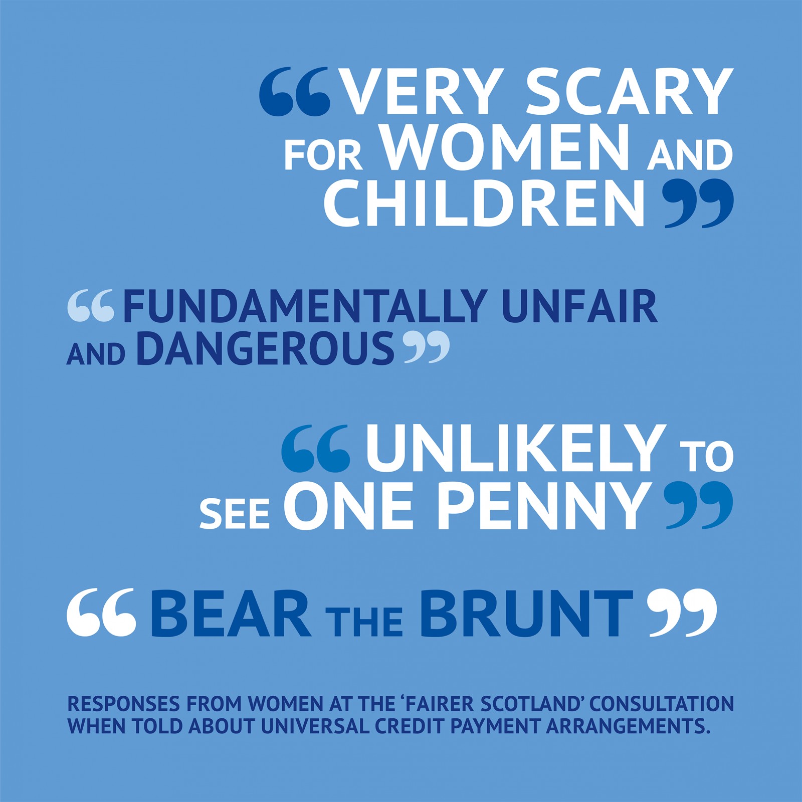 Quotes from women at 'Fairer Scotland' consultation when told about proposed changes to Universal Credit payments