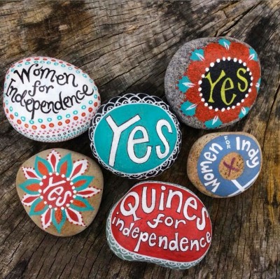 Stones painted with logos
