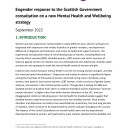 Engender response to the Scottish Government  consultation on a new Mental Health and Wellbeing  strategy