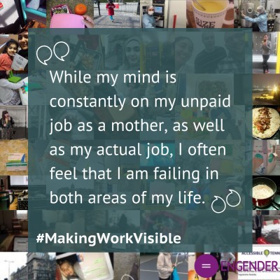 While my mind is constantly on my unpaid job as a mother, as well as my actual job, I often feel that I am failing in both areas of my life.